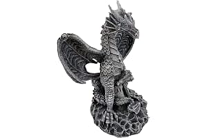 G&H Decor Statua da giardino in resina a forma di drago mitico da 26 cm, rifinita a mano con dettagli intricati, adatta per interni ed esterni, resistente alle intemperie, scultura di draghi fantasy