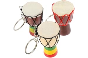 TOYANDONA 1 Set Djembe Pendant African Drum Keychains Percussion African Drum Miniture Djembe Instrument Accessories Keyring Mini Keychain Solid Wood Necklace Travel Music