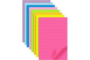SHIDUO 8 Pads Lined Sticky Notes 4x6 in - 8 Bright Colors Self Sticky Notes Pad, Post Colorful Big Rectangle Sticky Notes, 320 Sheets Total