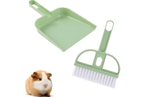 Rengöringssats för smådjursbur - miniatyrborste och spade för kanin, marsvin, hamster, chinchilla - kompakt soptunna för enkel rengöring av vardagen