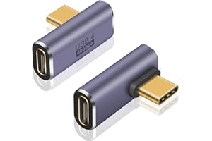 Maxhood USB C Right Angle Adapter 100W, USB C Angle Adapter 40Gbps, Support 8K@60Hz Video Display for Thunderbolt 4, USB 4, HUB, Docking, Tablet, 2pack