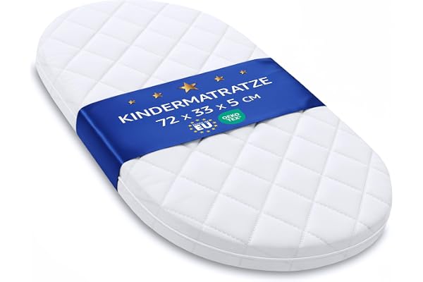 bisäng madrass 33×72 cm för vagga & liggdel barnsäng Oeko-Tex | 33 x 72 barnsäng korg lekhage barnvagn baby oval nyfödd spädb
