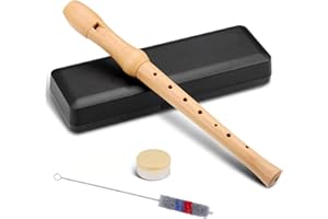 TQPXZO Flauta dulce de madera, soprano C, agarre alemán, 8 agujeros, flauta dulce de madera para estudiantes y principiantes con varilla limpiaparabrisas, grasa de corcho