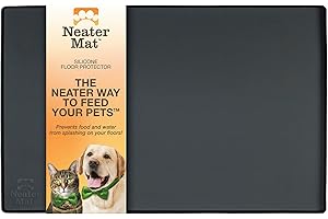 Neater Pet Brands Napfunterlage Hund und Katzen Wasserdicht - Silikon Katzen- und Hundenapf Unterlage - Futtermatte Hund und Katzen Schützt Böden vor Futter und Wasser (40,6 x 25,5 cm, Schwarz)