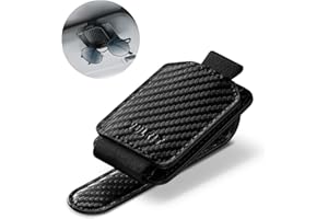 VULKIT Sunglasses Holder for Car Sun Visor, Magnetic leather Sunglasses Card Clip Organizer, Eyeglasses Hanger Mount, Car Visor Accessories, Auto Travel Essentials