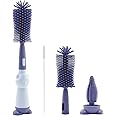 Clundoo Spazzola per Biberon, 3 in 1 Spazzola per la Pulizia di Biberon e Ciuccio, Senza BPA, Adatto per Capezzoli e Biberon,