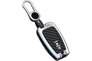 OTMIK Silikonowe pokrowce na kluczyki ze stopu cynku i włókna węglowego do samochodu Toyota Camry RAV4 Highlander Avalon C-HR Prius Corolla (2 srebrne guziki)