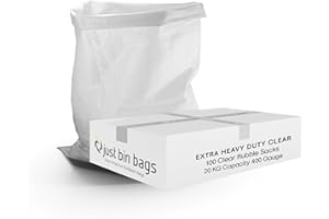JUST BIN BAGS LTD 100x Extra Heavy Duty Clear Rubble Sacks | 20kg Capacity | 400 Gauge- 100 Micron | Strong Waste Bag