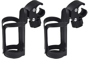 ‎AUTOUTLET AUTOUTLET 2 Stücke Getränkehalter für Kinderwagen, Universal Fahrrad Flaschenhalter Becherhalter 360° drehbar, Babyflasche Halter für Fahrräder, Mountainbikes und Rollstuhl(Schwarz)