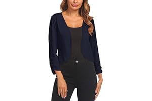 Chigant Bolero Damen Festlich Open Front Sommer Cardigan Shrug Elegant Bolerojacke 3/4 Ärmel Strickjacke