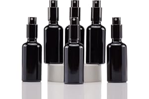 YIZHAO Negro Bote Spray Pulverizador Cristal 50ml, Pulverizador Cristal Pequeño con Fina Niebla, para Aceite Esencial, Aromaterapia, Perfume,Limpieza, Viaje, Agua,Farmacia, Laboratorio – 6Pcs