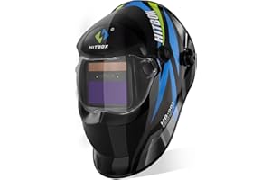 HITBOX Casco Di Saldatura Automatico – Alimentato A Energia Solare, Oscuramento Automatico, DIN 4/9-13, Visione Regolabile, Per Saldatura MIG TIG ARC