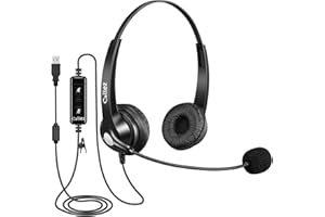 Callez USB Headset with Microphone Noise Cancelling for PC Laptop, Wired Computer Headphone for Teams Zoom Meeting Office Work Business Call Center, In-line Control, Clear Chat