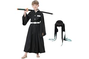 Churgigi Mitsuri cosplay Muichirou Cosplay Costume avec perruque (vestiti senza spada) Tokitou Muichirou Costume Vestito Mitsuri Kanroji Cosplay Bambina Costume Carnevale Bambina