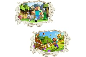 MIFKLMV Gaming Wall Stickers for Boys Bedroom, 2pcs Removable Wall Sticker Decals, Cartoon Game Wall Sticker Vinyl Wall Stickers for Baby Nursery Kids Bedroom Wall Decor Living Room Home Décor