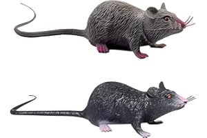 BORFUE 2pcs Realistic Plastic Mouse Fake Rat Lifelike Mouse Model Toys Funny Prank Stuff Mouse Toy Halloween Decorations