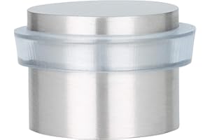 EVI Herrajes | Butée De Porte Adhésive | 28 x 20 mm | Caoutchouc Transparent En Silicone Naturel | Acier inoxydable Finition Mate | Forte AdhéSion Au Sol | Mod. ‎I-163-T