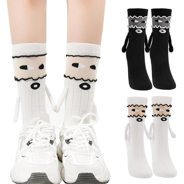 4 Paires De Chaussettes Magnétiques Drôles - Les Mains Se Tiennent Grâce Aux Aimants ! - 4