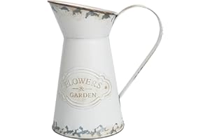 Yoillione Jarrón de Metal, jarrón Blanco Estilo rústico, jarrón rústico, rústico, Estilo rústico, Vintage, jarrón galvanizado, jarrón de Granja, jarrón, decoración de Granja