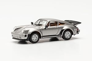 Herpa Porsche 911 Turbo, fidèle à l'original à l'échelle 1:87, Diorama, d'objet de Collection, modèles de Voiture de décoration en Plastique Miniature, 030601-003, Silver