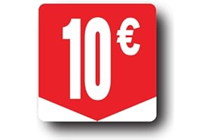 Affichesstore 30270 - Rouleau de 500 Étiquettes Autocollantes 10€ - Format Carré 35x35mm - Brillantes - Adhésives - Stickers Prix Ronds Euros