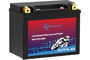 MOUDENSKAY 12V batería de litio de la motocicleta con BMS, 3AH 300CCA YTX5L-BS LiFePO4 Motor de arranque de la batería para motocicletas, ATV, UTV, Motos de nieve, 4 Wheeler, y más