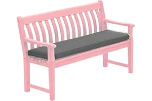 BBLOSSOM Outdoor Waterproof Fabric 2 3 4 Seater Bench Pad Garden Furniture Seat Cushion Pads (3 Seater, Grey)