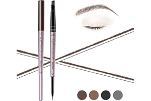 Music Flower lápiz cejas impermeable, lápiz de cejas de doble punta, maquillaje de ojos de larga duración a prueba de manchas, Marrón Oscuro