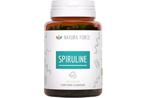 NATURAFORCE NATURA FORCE NATURA-FORCE NATURA FORCE - Spiruline Bio Certifiée Ecocert - Pure - Riche en Phycocyanine (15%) - Source de Protéines et de Vitamines - Séchée à Froid, Analysée et Conditionnée en France - 180 Comprimés - 500 mg