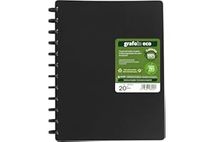 Grafoplas Carpeta de Fundas Extraibles Grafo In ECO A4, 20 Forros Polipropileno Liso Extra 70% Reciclado, Tapas Rígidas 100% Recicladas, Permite Intercalar y Sustituir Fundas Plastico Fácilmente