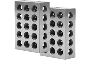 HOIIME 2 blocchi paralleli metrici 1-2-3 blocchi (25,4 x 50,8 x 76,2 mm) precisione 0,0001" blocchi di precisione 23 fori fresatrice parallelo blocco di tensione