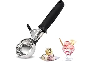 BNFGD Ice Cream Scoop Large Sized (6cm) Stainless Steel Cookie Scoop for Ice Cream, with Easy Trigger Release Good Grips for Mashed Potato, Meatballs, Mellon Balls Fruit Salad and Cookie