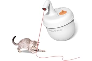 NWK Cat Laser Toy, Rechargeable Cat Laser Pointer with 360°Irregular Rotation and Tumbler Design, Fast & Slow Mode Available, Automatic Toy with Catnip for Indoor Cat(White)