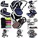 i-Safe System + iSOFIX Base - Navy Trio Travel System Pram & Luxury Stroller 3 in 1 Complete With Car Seat + Footmuff + Carseat Footmuff + RainCovers