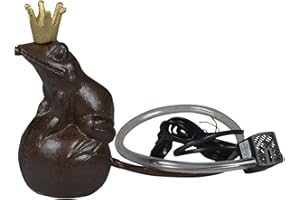 GARTENZAUBEREIEN Wasserspeier Froschkönig auf Kugel mit Pumpe - 9x9xH19cm - braun (707