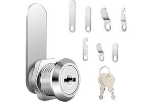 AiQInu Serrure Métallique 20 mm, avec 7 Plaques de Serrure Différentes et 2 Clés, pour Boîte aux Lettres, Armoire, Casier, Boîte à Outils, Classeur