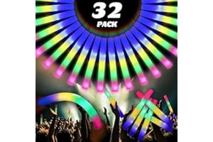 Party Spot! 32 Pcs 16 inch 4 Color Foam Glow Sticks, with 3 Modes Colorful Flashing, Glow in the Dark Party Supplies, Glow Sticks Bulk Party Pack for Wedding, Concert