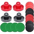 BQSPT Air Hockey Pucks and Paddles,Red air Hockey Handles and Pucks,Goal Handles Paddles Replacement Accessories for Game Tables (2 Striker 96mm with Pads, 4 Pucks 64mm Thick and Thin)