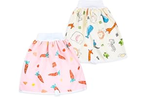 FLYISH Direct Baby Windelrock, 2 Stück Sleepy Pants, Hohe Taille Töpfchentraining, Baumwollrock L (4-8T)