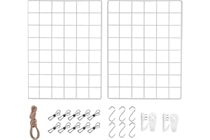 WUZILIN 2-pak białych kratek ściennych, dekoracja ścienna, wielofunkcyjna ścianka z kratki, "zrób to sam", żelazna kratka do dekoracji ściany fotograficznej, tablica do przypinania zdjęć na tablicy memo do