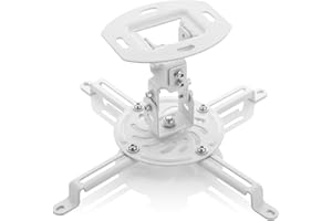 deleyCON uniwersalny uchwyt do projektora do montażu projektora na suficie - odchylany +-15° - obrót o 360° - obciążenie do 13,5 kg - z prowadnicą kabla - biały