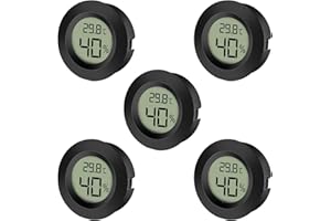 EEEKit Mini Igrometro Termometro, Piccoli Igrometri, Misuratore Digitale di Umidità e Temperatura per Cantina Serra, Nero Rotondo (5-Pack)
