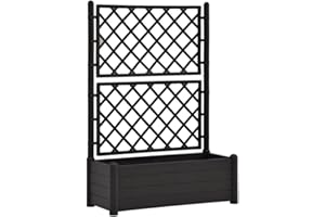 vidaXL Jardinière avec Treillis Lit Surélevé de Jardin Boîte à Fleurs Bac à Plantes Boîte de Plantation Extérieur Patio 100x43x142 cm PP Anthracite