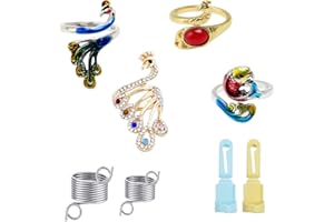 Pilikoll 8 Stücke Verstellbare Strickhäkel Ringe Set Fadenführung Garnführung Stricken Strickhilfe Fadenführung Strickring Set für Schnelleres Strick Quilten Nähen