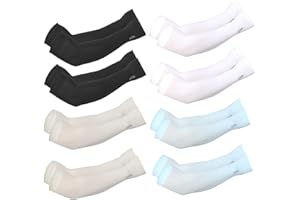 LAITER 8 Paio Manicotto UV Protezione Braccia UPF 50+ Raffreddamento Manicotti Anti-uv Unisex Braccia Protezione Manicotti Braccia Protezione UV Maniche Sport Ciclismo (bianco+nero+blu+grigio)
