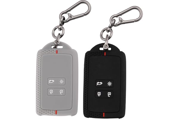 ERMWALR 2 pièces Coque intégrale pour clé de voiture pour Re-nault Clio Megane Koleos Kadjar Talisman Captur Espace Dacia Duster Étui pour carte à puce sans clé à 4 boutons avec porte-clés Lot de 2