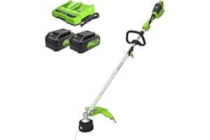 Greenworks Tagliabordi a Batteria 48V(2×24V) Ampiezza Taglio 40cm con 2 Batterie 4Ah e Caricatore a Due Posti, Impugnatura regolabile GD24X2TXK4x