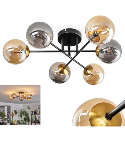 Plafonnier Koyoto, Lampe De Plafond Moderne En Métal/verre