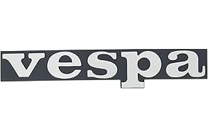 RMS Emblem/lettering"vespa" black backed for legshield - 2 pins 120 x 18 mm hole spacing 60 mm
