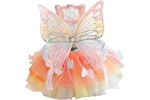 BT Bear Dog Princess Dresses,Dog Butterfly Dress Dog Wedding Dress with Multi-Layer Princess Tutu Skirt for Cats Puppy Small Dogs,XL